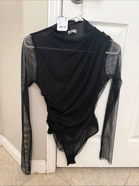 NWT Intimately Free People
Black Mesh Long-Sleeve Bodysuit